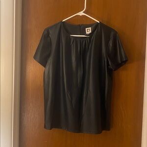 Anne Klein Black Faux Leather Top